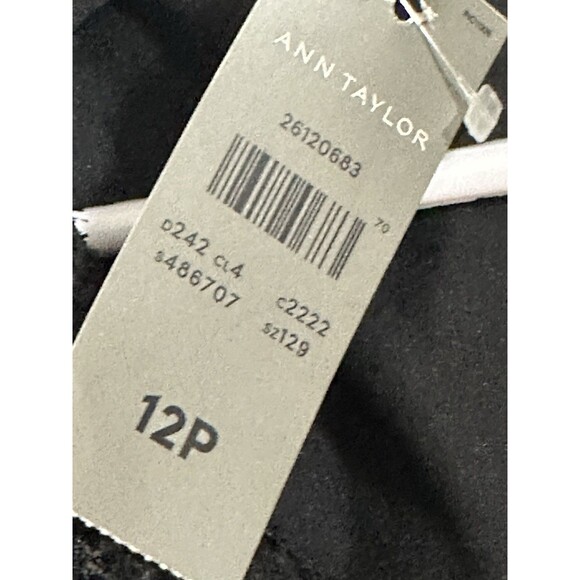 Ann Taylor Tweed Metallic Moto Jacket Womens 12P Black Asymmetric Frayed Zip Up - Picture 5 of 7